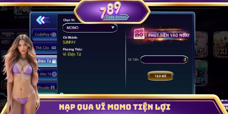 Nạp qua ví Momo tiện lợi